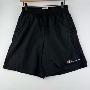 Vintage 1990s Champion Men’s Medium Black Nylon Athletic Shorts